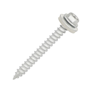 Metal Construction Thin Sheet Metal to Timber Screws - Hex - EPDM Washer - Slash Point - Exterior - Silver Organic