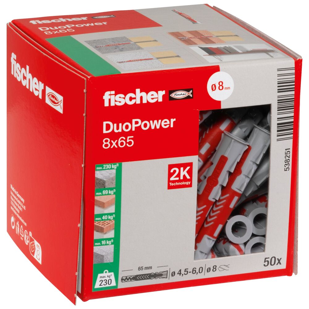 Fischer DuoPower 8 x 65 box of 50